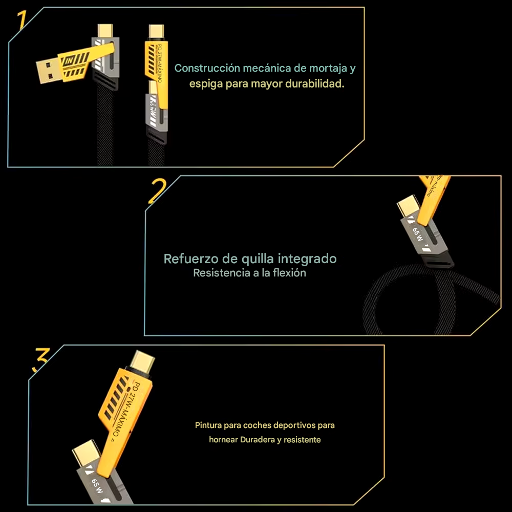 🚀 Cable 4 en 1 Flat Wire ⚡